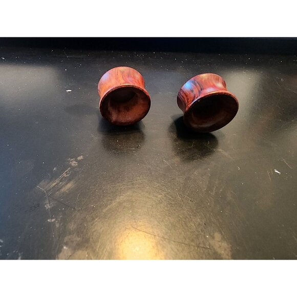 Vintage Style Wooden Ear Gauges With Opal Inlay - Picture 4 of 5